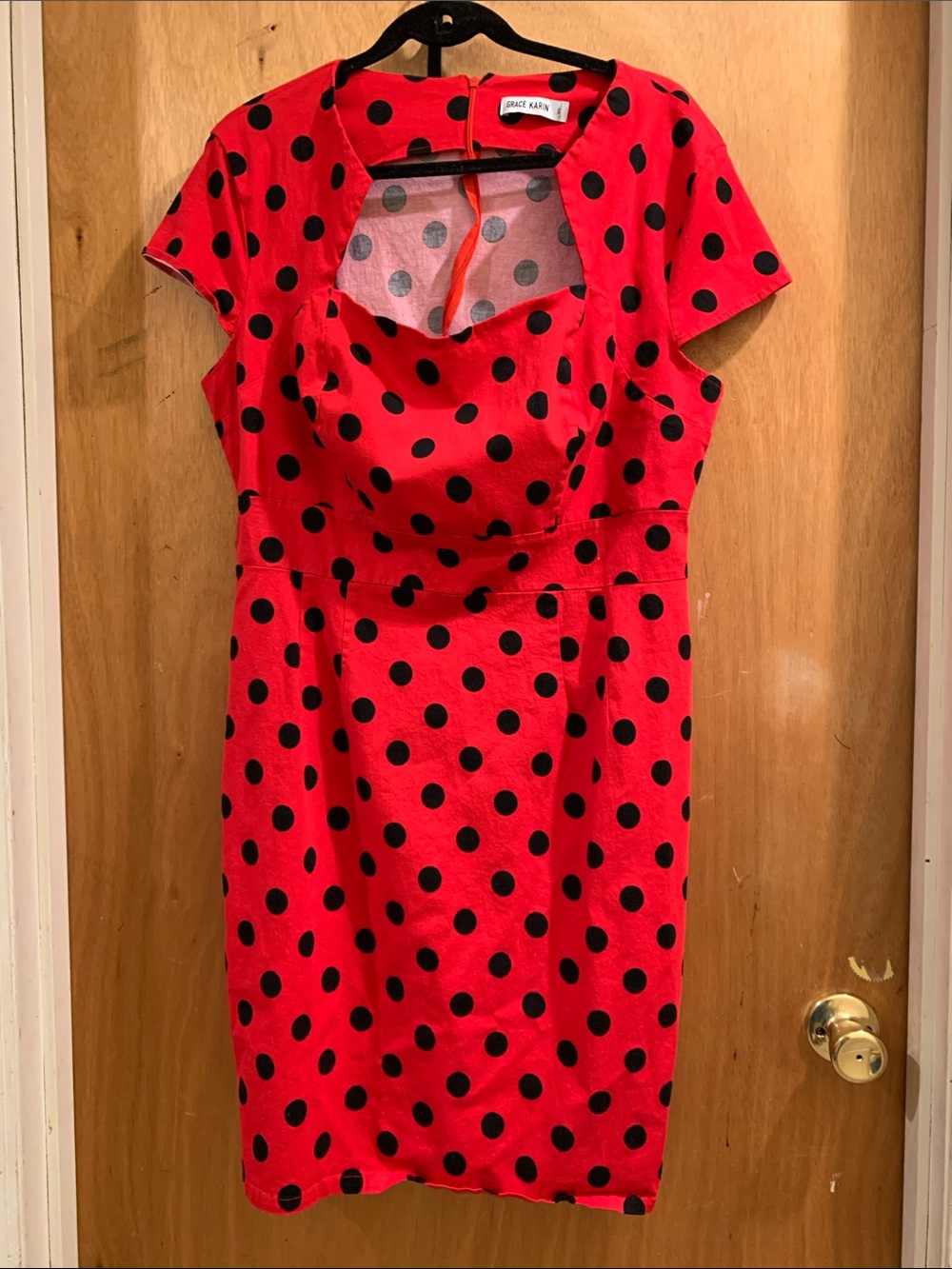 Grace Karin Red and Black Polka Dot Fit-and-Flare Mini Dress size 3XL